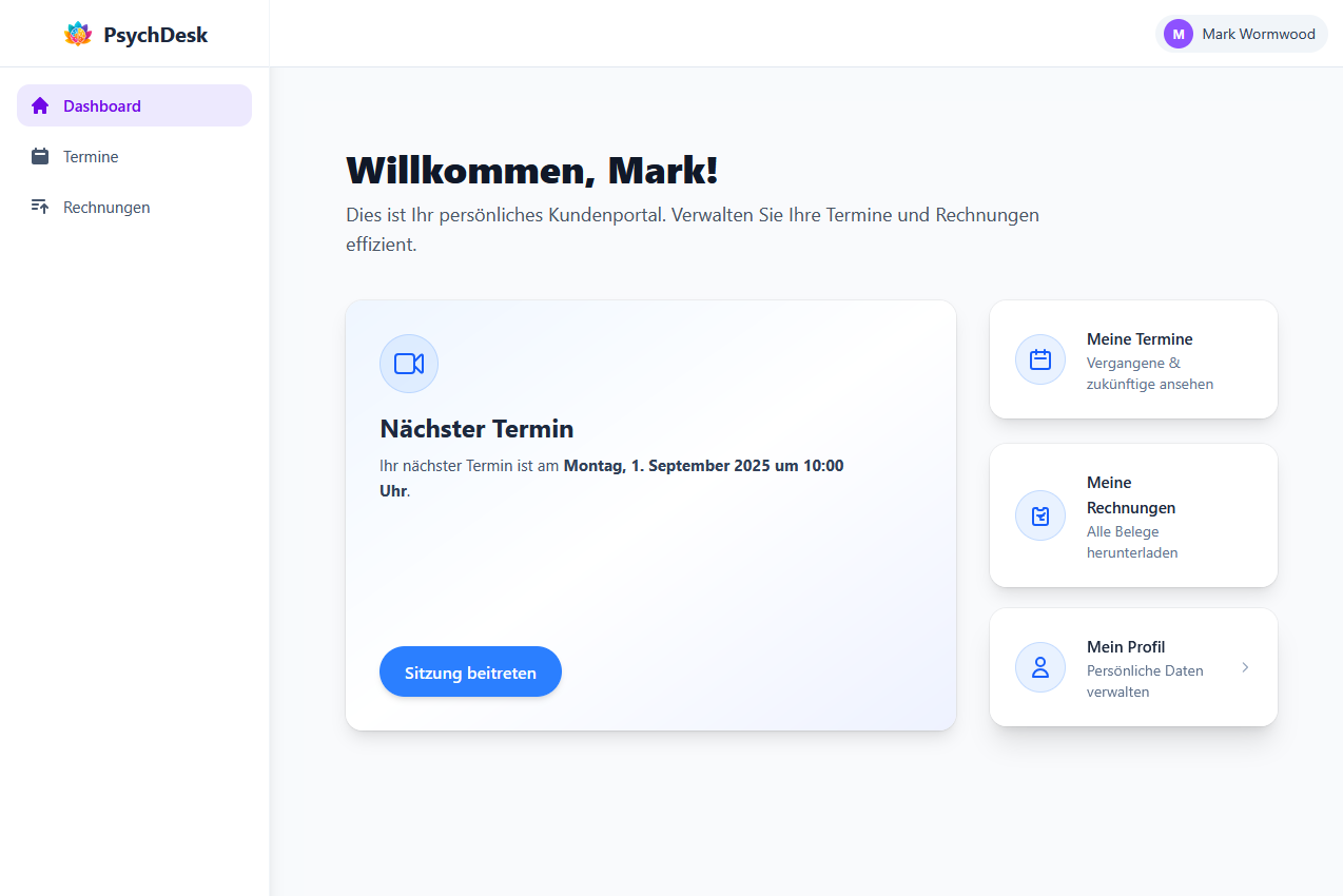 Patienten Portal Ansicht