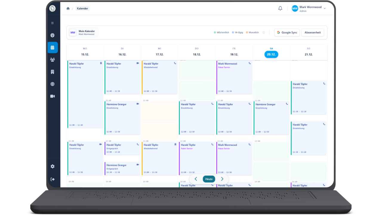 PsychDesk Dashboard Ansicht
