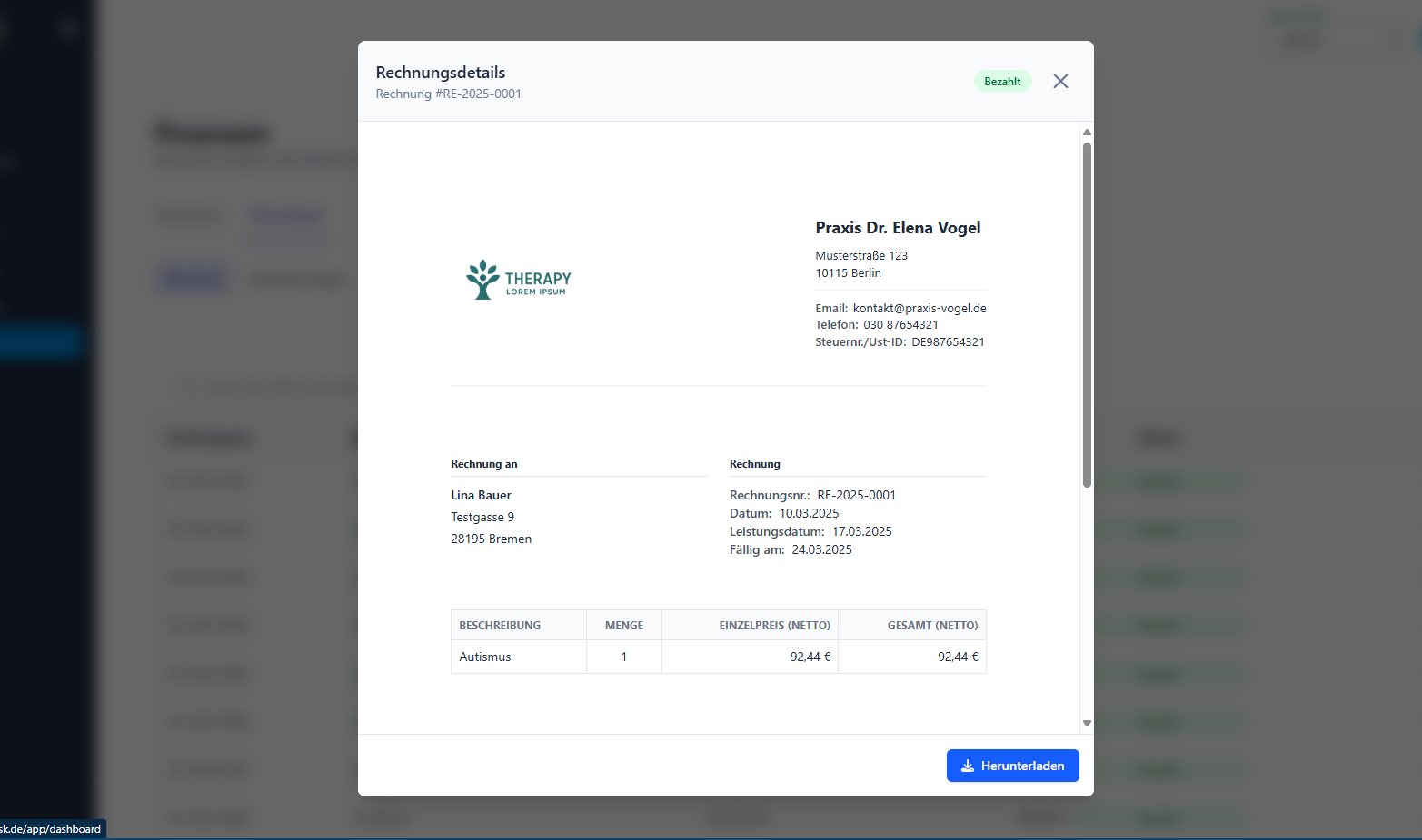 Screenshot of the public booking page and internal calendar view